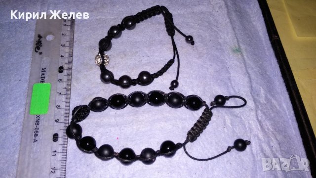 ДВЕ ФЕШЪН - АРТ ХЕНД МЕЙД РАЗТЕГЛИВИ ЛАСТИЧНИ ГРИВНИ от ПОЛУСКЪПОЦЕННИ КАМЪНИ ХЕМАТИТ 34318