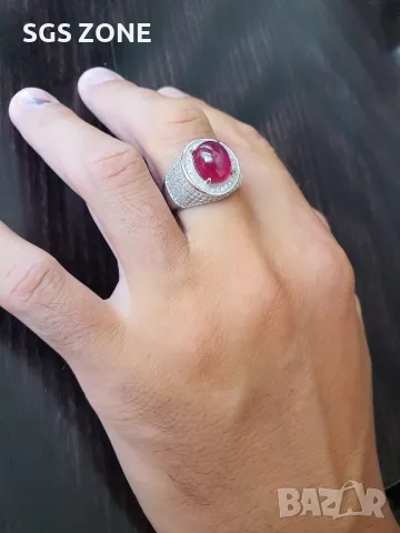 Мъжки Сребърни Пръстени с Естествени Камъни, снимка 11 - Колиета, медальони, синджири - 49932200