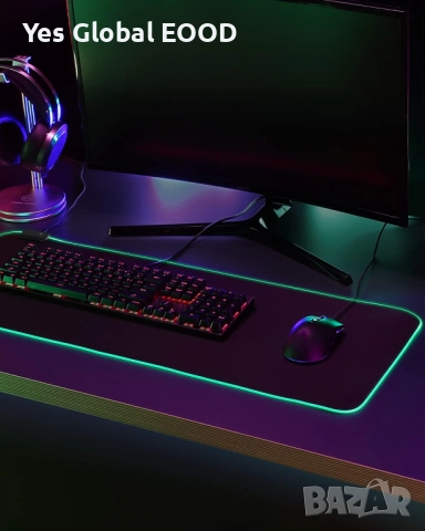 XXL геймърски пад за мишка с RGB подсветка и гумирана основа, снимка 4 - Клавиатури и мишки - 52814201