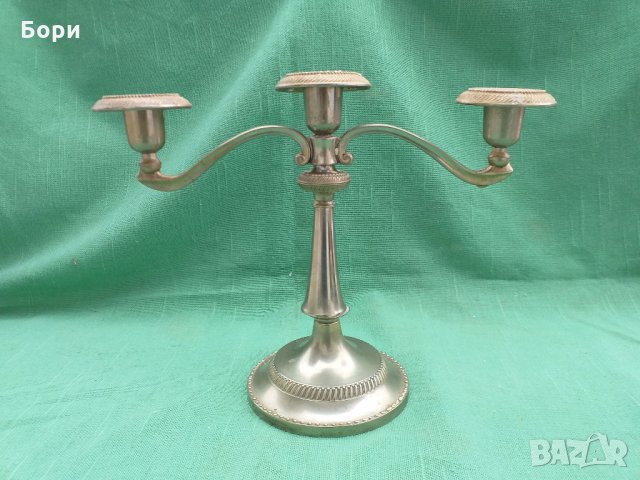 Посребрен свещник за 3бр свеши, снимка 8 - Декорация за дома - 28670098