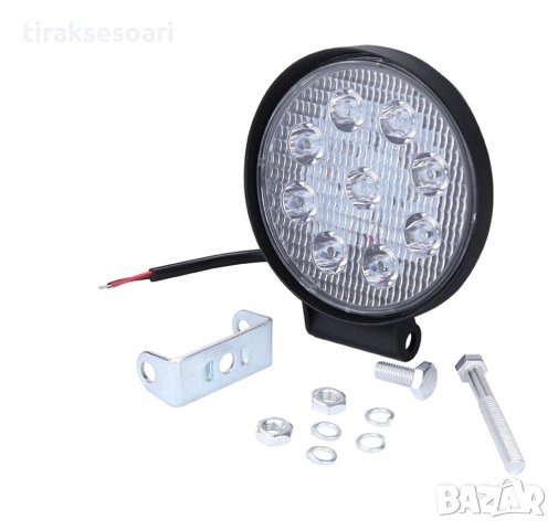 Кръгъл Диоден фар 27W за офроуд джип ATV Диоден халоген LED фар, снимка 2 - Аксесоари и консумативи - 33532304