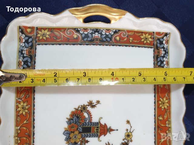 Старинен порцеланов поднос от началото на миналия век- Victoria Cnina Czechoslovakia - 1918 - 1938 г, снимка 3 - Чинии - 40374369