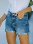 Дамски дънкови къси панталони с навити крака и копчета отпред, снимка 2