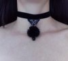 Кадифен чокър с пеперуда, пухче и кристал в черен цвят , снимка 1 - Колиета, медальони, синджири - 44012599