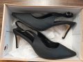 Дамски черни кожени обувки с ток 39 номер НОВИ