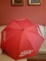 Кока Кола-Ръчен голям прав чадър “Еnjoy Cola-Cola WaveTRADEMARK REGD” от 80-90г, снимка 1 - Колекции - 32147852