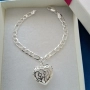 Сребърна, дамска гривна със сърце/ плочка. 10 различни модели. В кутия за подарък., снимка 6