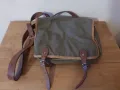 Туристическа брезентова чанта раница с кожена презрамка и каишки 1970 г, снимка 11