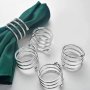 Комплект 6 броя пръстени за салфетки от плат сребрист цвят, снимка 1