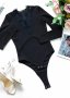Черно боди с дълги ръкави и дантела, снимка 1 - Блузи с дълъг ръкав и пуловери - 31863735