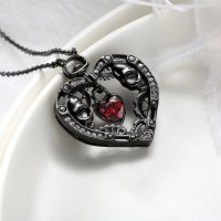 Колие със сърце и рубин, снимка 3 - Колиета, медальони, синджири - 35363719