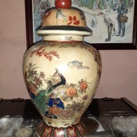 Сатцума Satsuma стара голяма ваза буркан порцелан печат, снимка 1 - Антикварни и старинни предмети - 43170824