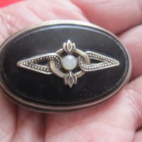Уникална руска позлатена сребърна брошка с камък 875, снимка 6 - Други - 36769203