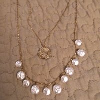 намалена Позлатена сребърна огърлица с естествени перли , снимка 3 - Колиета, медальони, синджири - 33176071
