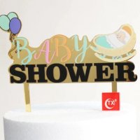 Baby Shower бебешко gender party пола парти бебешки раждане пластмасов топер украса декор торта , снимка 1 - Други - 33543627