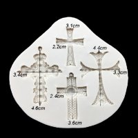  4 кръста  кръст кръщене силиконов молд форма  за украса декорация торта фондан сладки и др., снимка 2 - Форми - 15946007