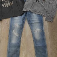 Дънки НМ, блуза Zara и блуза Place за ръст 164/170 , снимка 1 - Детски панталони и дънки - 43229789