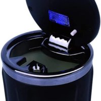 Пепелник за кола, бездимен с капак , син LED-сив, снимка 2 - Аксесоари и консумативи - 40423231