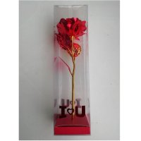 Златна Роза Кристална Роза Червена Роза в прозрачна кутия, снимка 4 - Романтични подаръци - 35208221