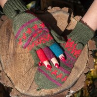 Перуански ръкавици с отворени пръсти и капаче различни цветове, снимка 3 - Ръкавици - 42999750