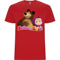 Нова детска тениска с Маша и Мечока в червен цвят , снимка 1 - Детски тениски и потници - 43950673