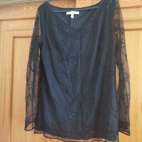 черна официална блуза, снимка 2 - Блузи с дълъг ръкав и пуловери - 43573614