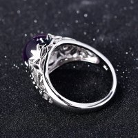 Сребърен пръстен с лилав аметист, снимка 3 - Пръстени - 32502532