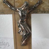 Стар кръст, разпятие, религия, метал и дърво 31 см, Исус, снимка 3 - Антикварни и старинни предмети - 28872613