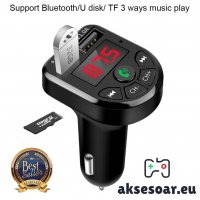 Авто трансмитер FM с LED дисплей MP3 Плейър модулатор с Bluetooth 5.0 FM Handsfree Micro SD Автомоби, снимка 5 - Аксесоари и консумативи - 37777890