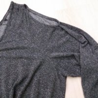 НАМАЛЕНИЕ  -20% Блуза в сребрист графит с отворени рамене - размер 2ХЛ/3ХЛ/4ХЛ, снимка 2 - Блузи с дълъг ръкав и пуловери - 26609498