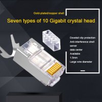  RJ45 конектори Модулен щепсел - Cat 7 8P8C Мрежа RJ 45 кабел за пресоване на Ethernet конектор , снимка 1 - Суичове - 34620687