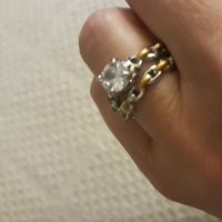 Дамски пръстени комплект от 2 пръстена. Размер 5, снимка 1 - Пръстени - 32365783