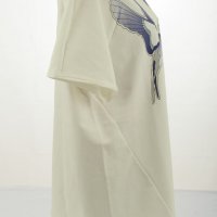Памучна дамска блуза в екрю със син принт марка La Aurora, снимка 4 - Тениски - 31787718