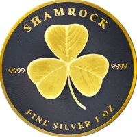 Shamrock позлатена черна рутениева сребърна монета , снимка 2 - Нумизматика и бонистика - 43844903