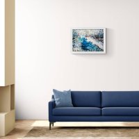 Подарете    Абстрактна Картина Зимна Приказка Снежен Пейзаж  с течаща река и семейство елени, снимка 6 - Картини - 43252941