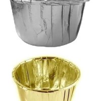 25 бр сребърни златни металик хартиени кошнички капсули за кексчета мъфини парти, снимка 1 - Форми - 39160173