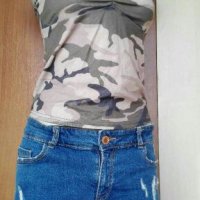 Дънкови панталонки с накъсан ефект🍀❤S/M,M❤🍀арт.494, снимка 3 - Къси панталони и бермуди - 36659573
