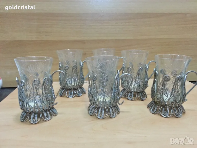 стари руски стакани подстакани филигран , снимка 1