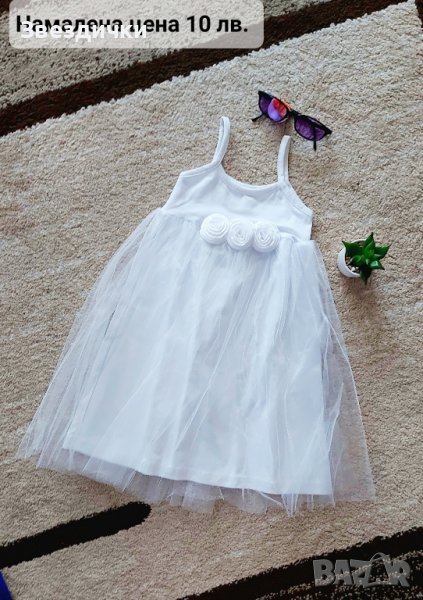➖️5️⃣0️⃣%👗НАМАЛЕНА Тюлена рокля за принцеси р.104 в бяло и жълто👑, снимка 1