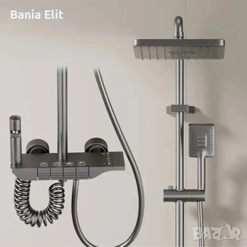 Душ система ELITE Pro 16, пиано бутони, термостатен смесител, хром, снимка 1