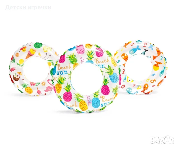 Детски надуваем пояс Intex Lively Print, 61 см, PVC, весели картинки, за деца 3-6 г, снимка 1