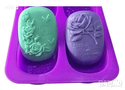 Love and Rose любов и рози силиконов молд калъп за сапун гипс шоколад , снимка 1