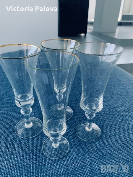 Чаши за вино кристалин,златен кант, снимка 1