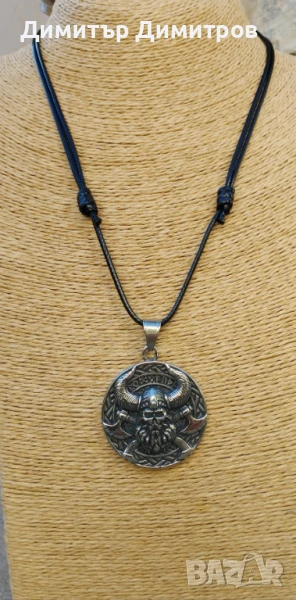 Мъжки викингски медальон от стомана. Бижута Луди гъби., снимка 1