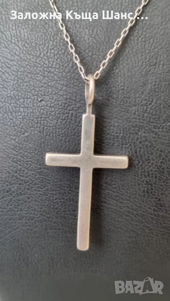 Сребърно синджирче с висулка кръст , снимка 1