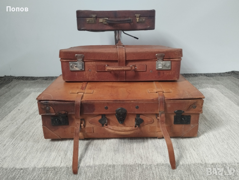 Колекция от стари кожени куфари, снимка 1