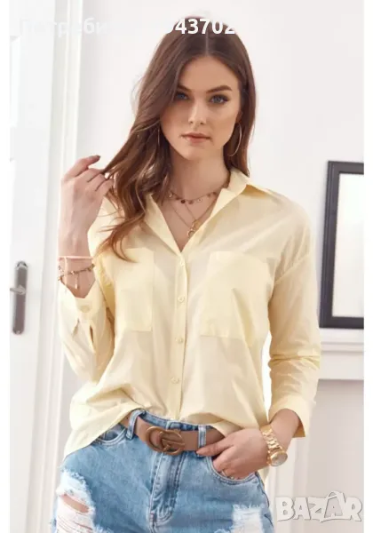 Дамска риза с дълъг ръкав в жълт цвят MP25901 FASARDI, снимка 1