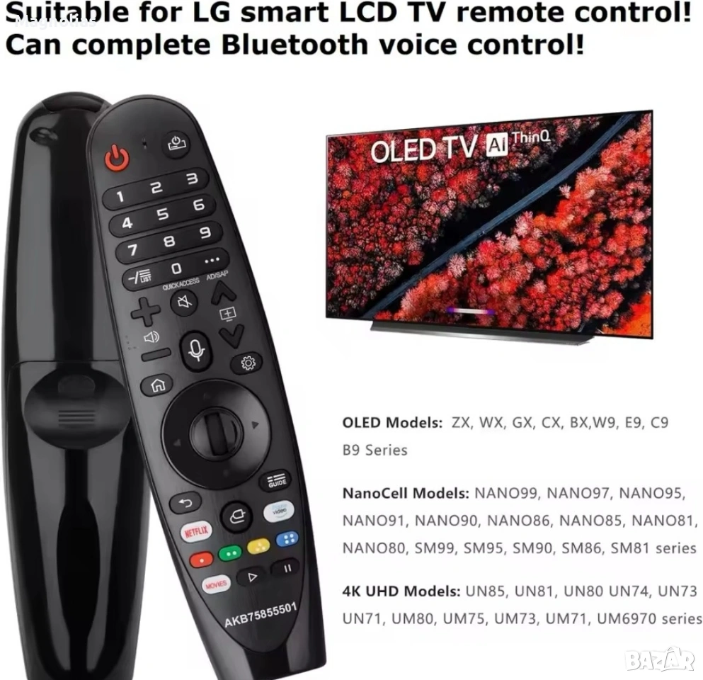 Дистанционно управление смарт телевизори LG AI ThinQ®  2018  2О2О, снимка 1