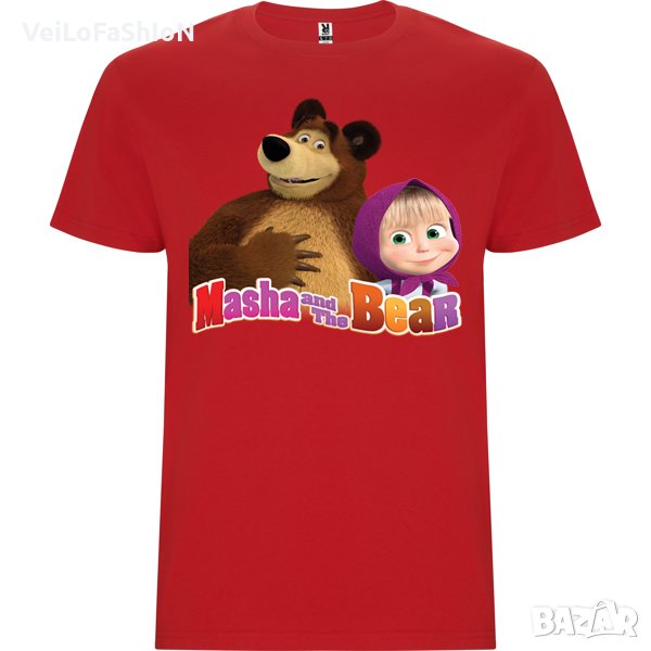 Нова детска тениска с Маша и Мечока в червен цвят , снимка 1