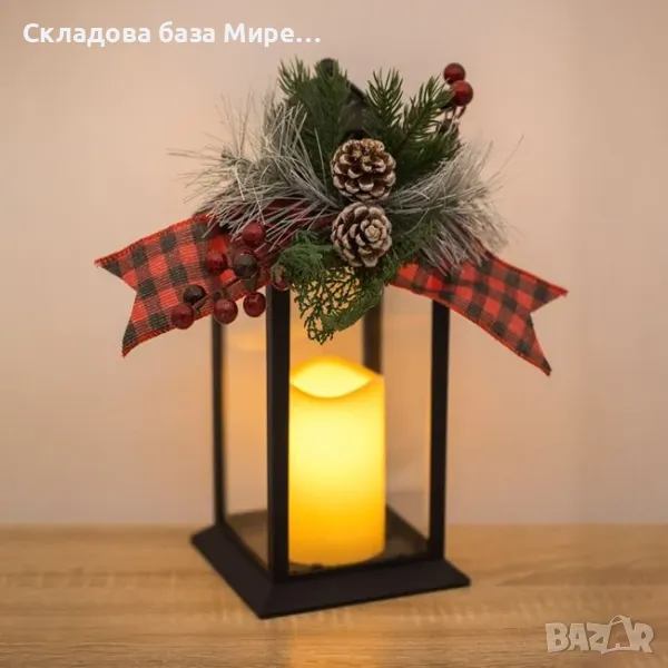 Коледен фенер LED осветление, 10х10х19 сантиметра, снимка 1
